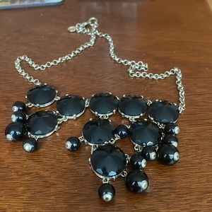 J Crew gold colored necklace with black stones